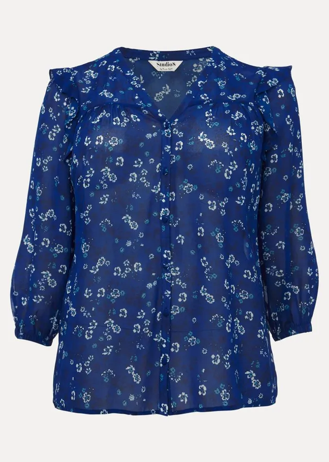 Micaela Printed Top Blue Multi Women Phase Eight Shirts and Blouses