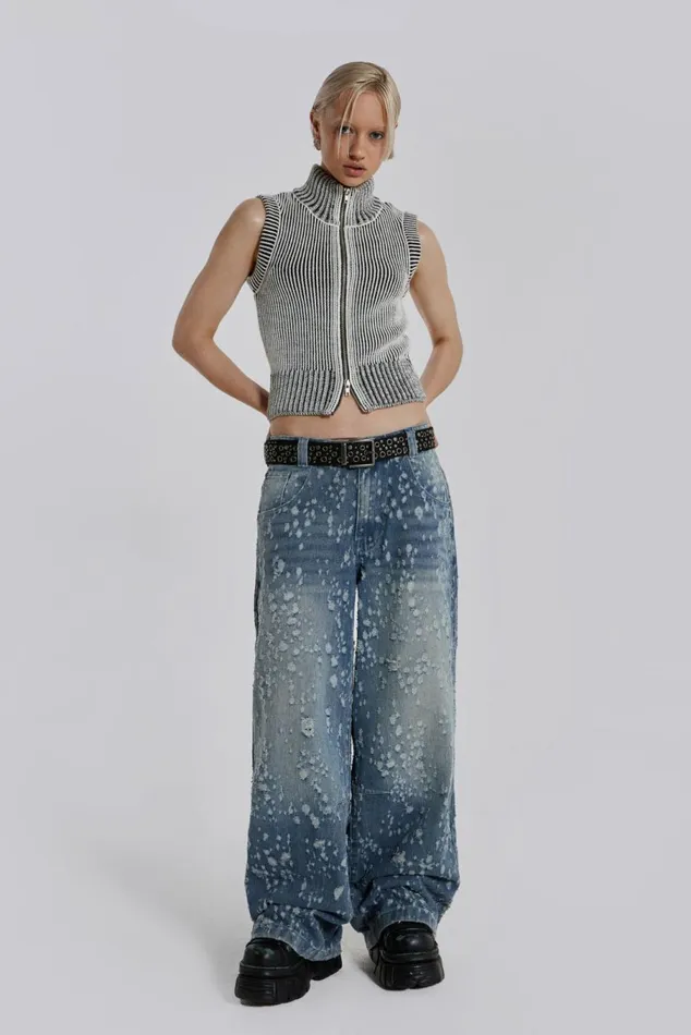 Mid Blue Shredded Colossus Jeans Blue Women Jaded London Jeans