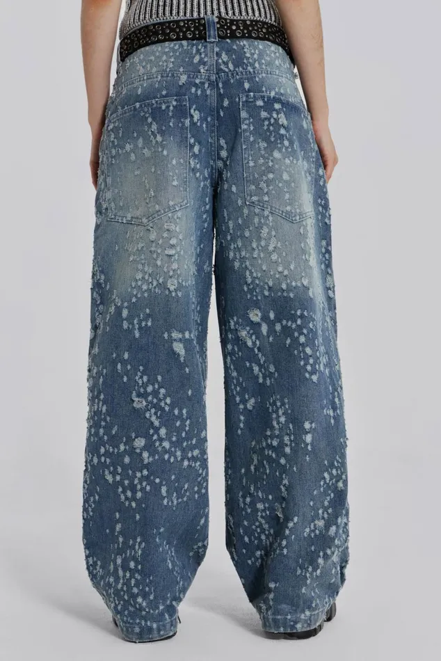 Mid Blue Shredded Colossus Jeans Blue Women Jaded London Jeans