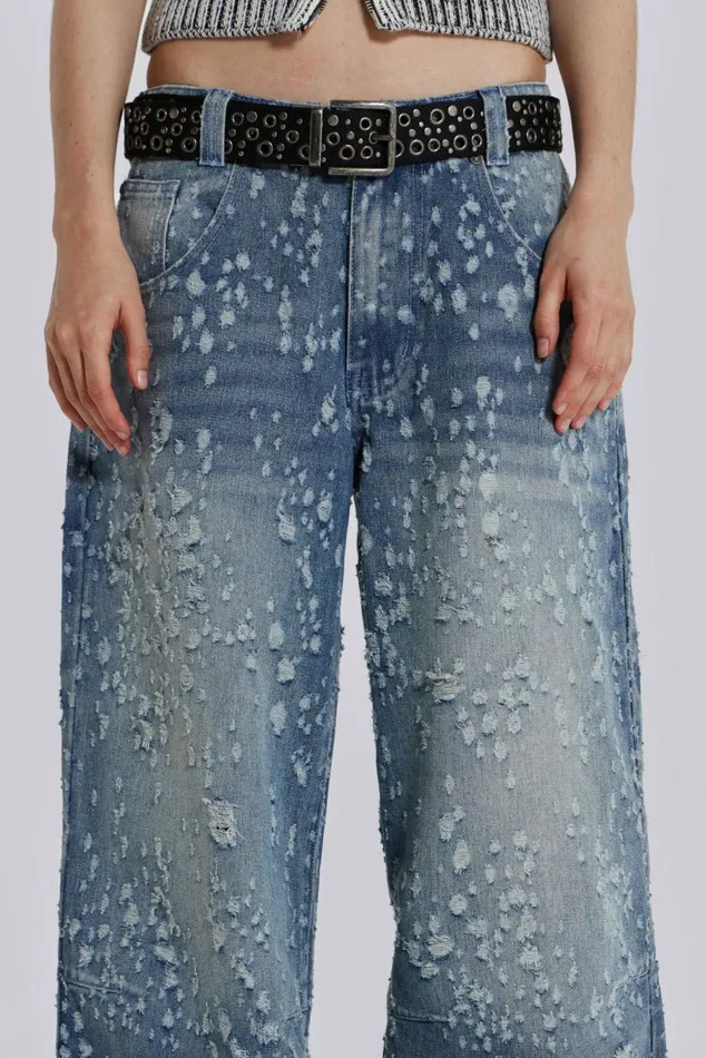 Mid Blue Shredded Colossus Jeans Blue Women Jaded London Jeans