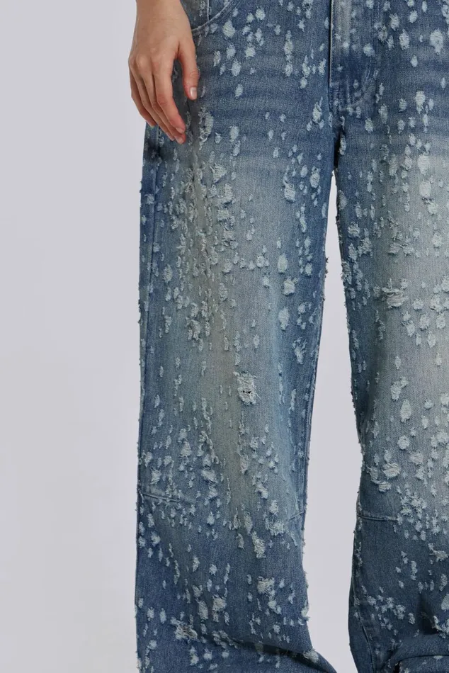 Mid Blue Shredded Colossus Jeans Blue Women Jaded London Jeans