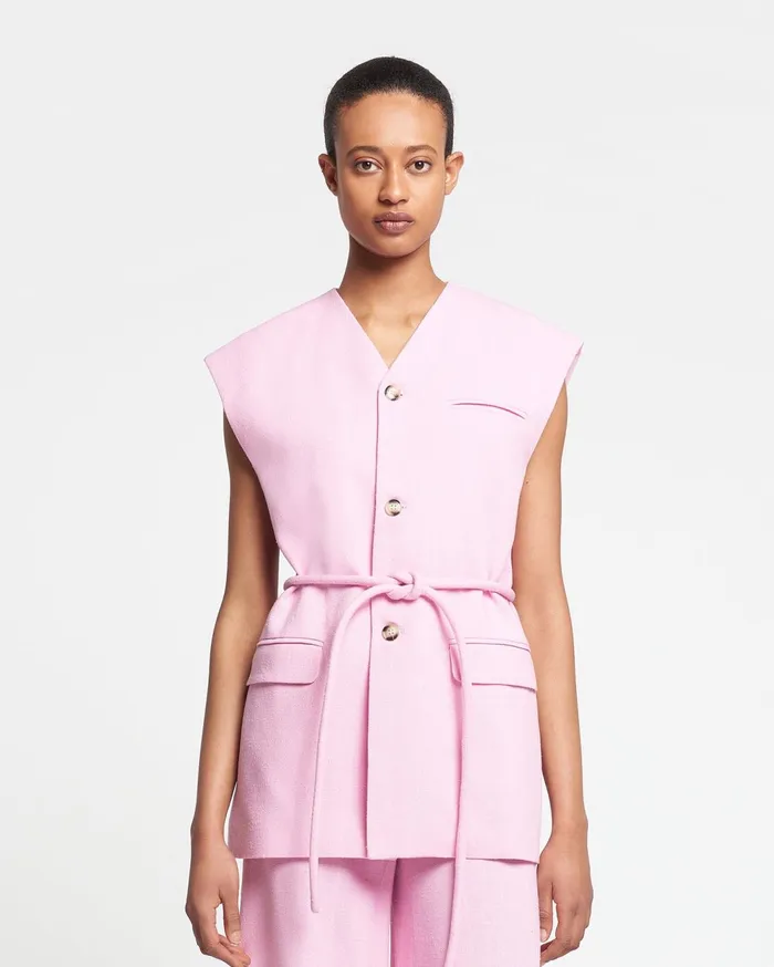 Miriam Silk Viscose Tweed Vest Orchid Women Nanushka Jackets and Blazers
