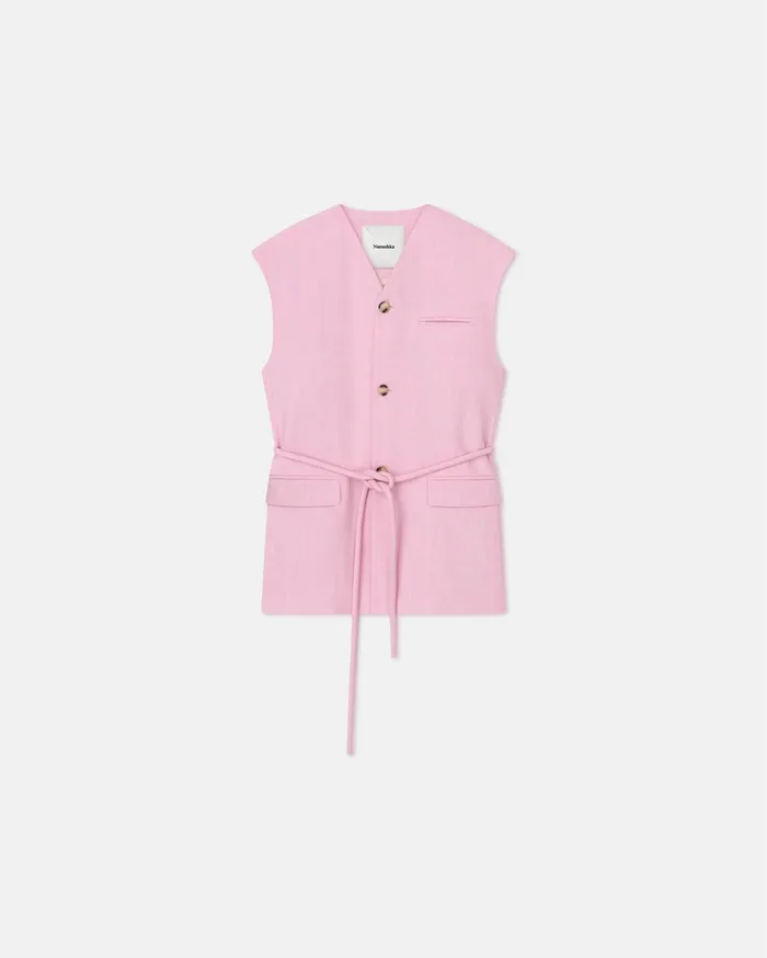 Miriam Silk Viscose Tweed Vest Orchid Women Nanushka Jackets and Blazers