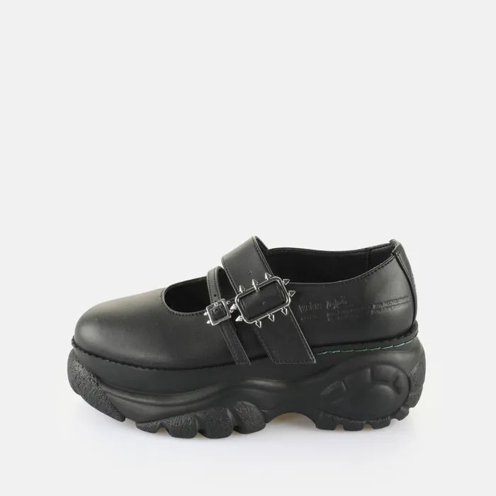 Morph08M990 8211 Vegan Corn Based Nappa 8211 Black Schwarzsilber Buffalo Ballet Flats