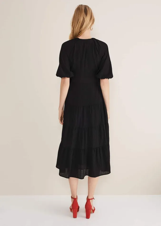 Morven Black Wrap Midi Dress Black Women Phase Eight Dresses
