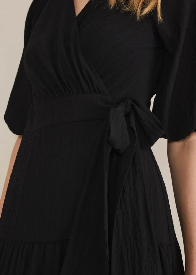 Morven Black Wrap Midi Dress Black Women Phase Eight Dresses