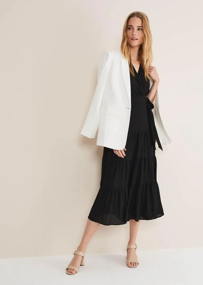 Morven Black Wrap Midi Dress Black Women Phase Eight Dresses