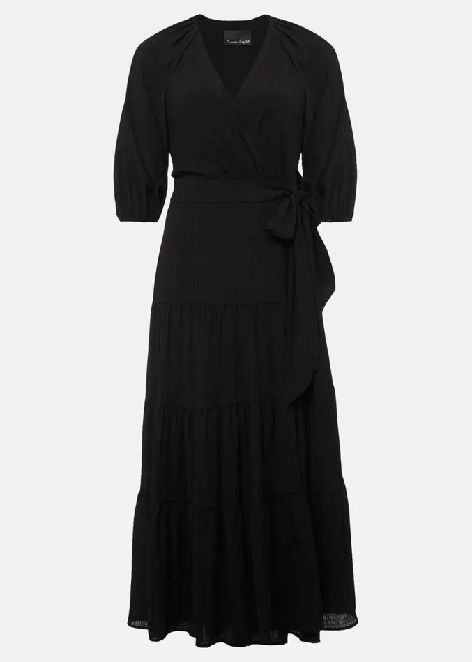 Morven Black Wrap Midi Dress Black Women Phase Eight Dresses