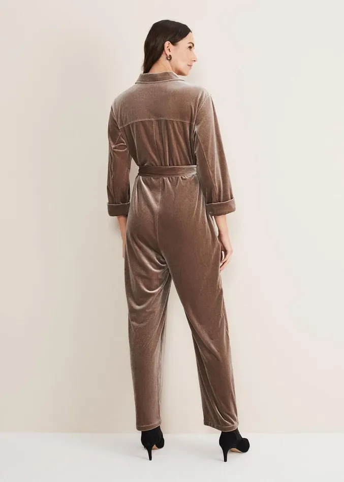 Nala Velvet Jumpsuit Mushroom Women Phase Eight Dresses