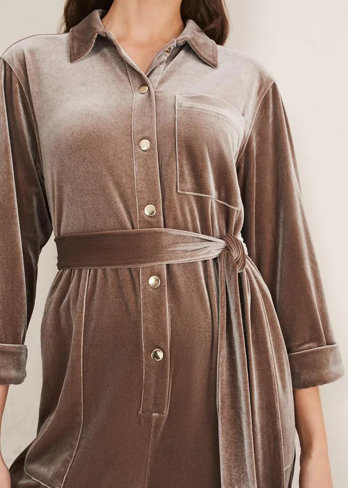 Nala Velvet Jumpsuit Mushroom Women Phase Eight Dresses