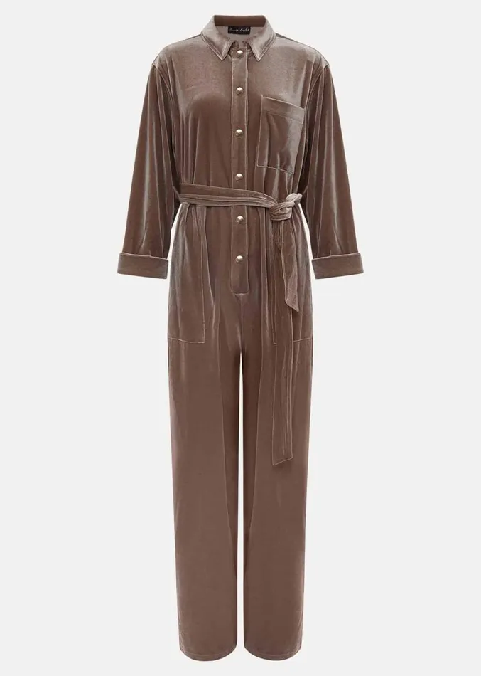 Nala Velvet Jumpsuit Mushroom Women Phase Eight Dresses
