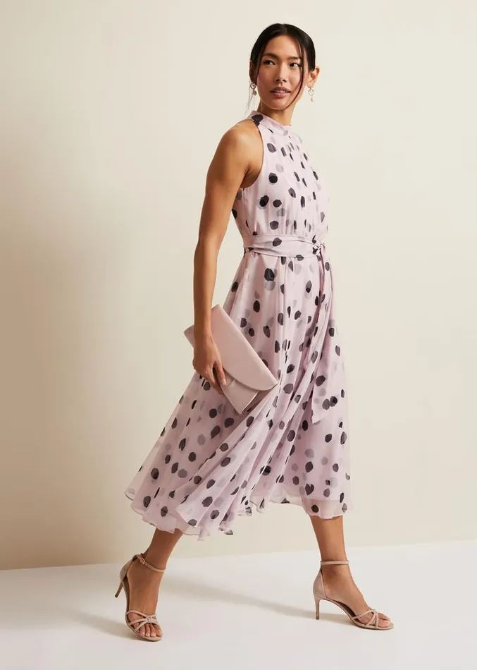 Naomi Spot Chiffon Dress Multicoloured Women Phase Eight Dresses