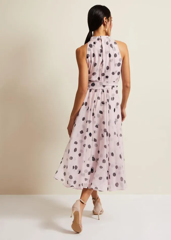 Naomi Spot Chiffon Dress Multicoloured Women Phase Eight Dresses