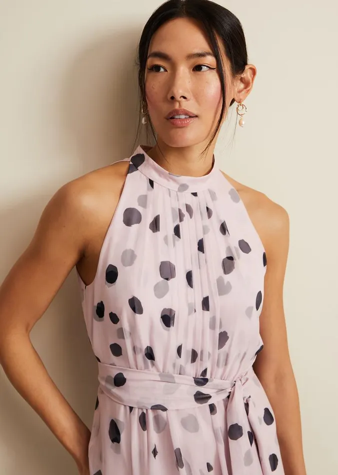 Naomi Spot Chiffon Dress Multicoloured Women Phase Eight Dresses