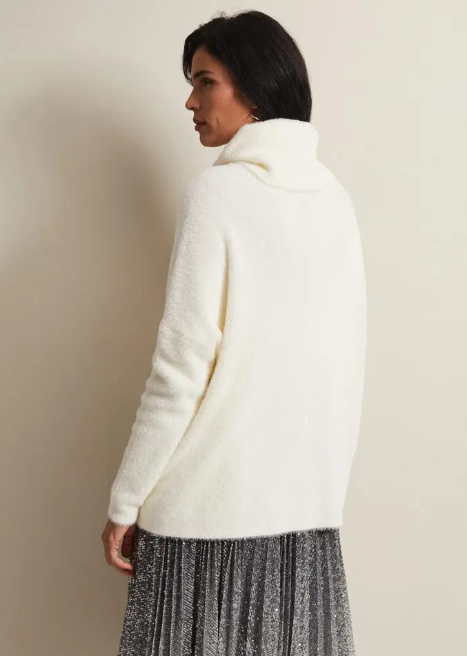 Natalia Fluffy Roll Neck Knit Winter White Women Phase Eight Knitwear