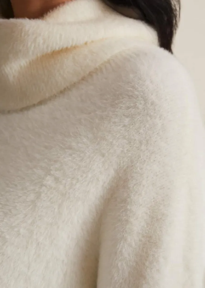 Natalia Fluffy Roll Neck Knit Winter White Women Phase Eight Knitwear