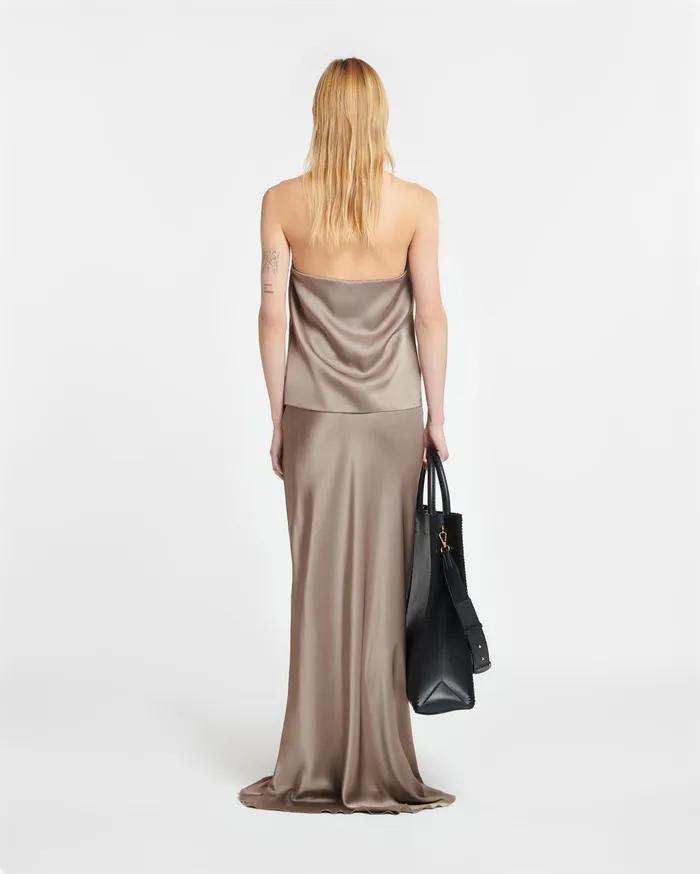 Neline Draped Slip Satin Top Clay Women Nanushka Tops