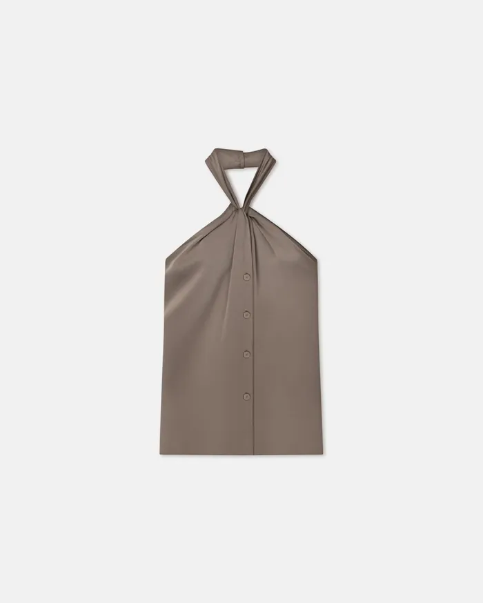 Neline Draped Slip Satin Top Clay Women Nanushka Tops