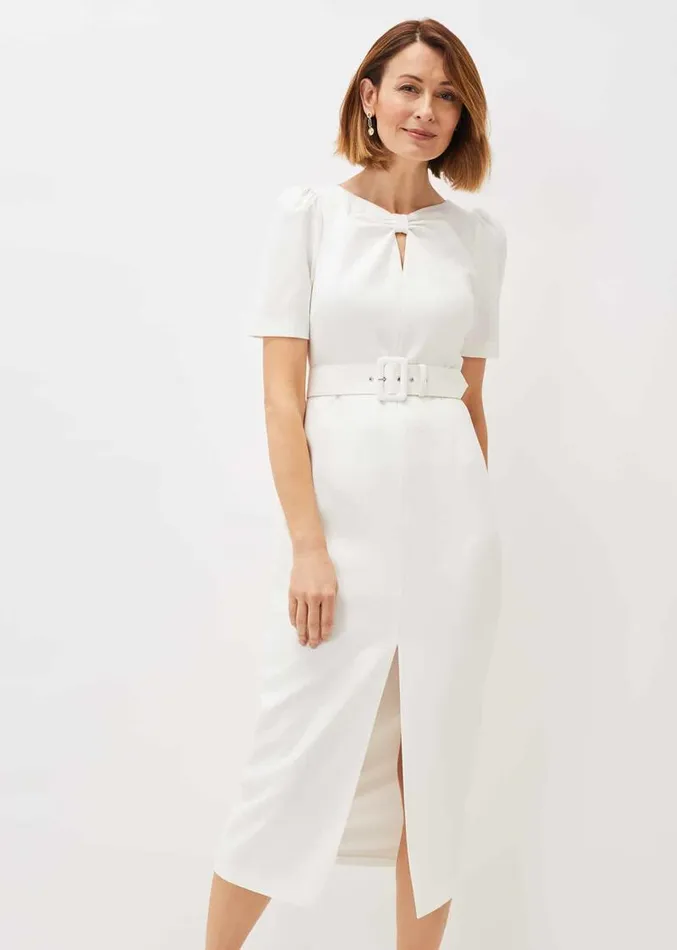 Niccola Fitted Belted Midaxi Dress Oyster Women Phase Eight Dresses