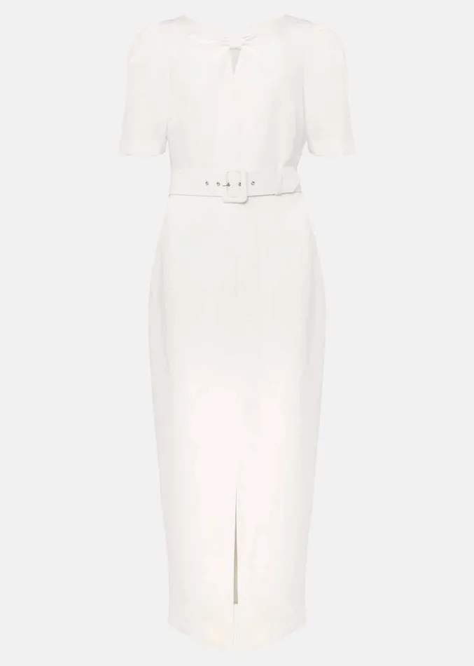 Niccola Fitted Belted Midaxi Dress Oyster Women Phase Eight Dresses