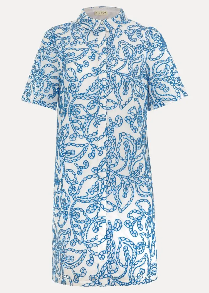 Nicky Broderie Swing Dress Blue Women Phase Eight Dresses