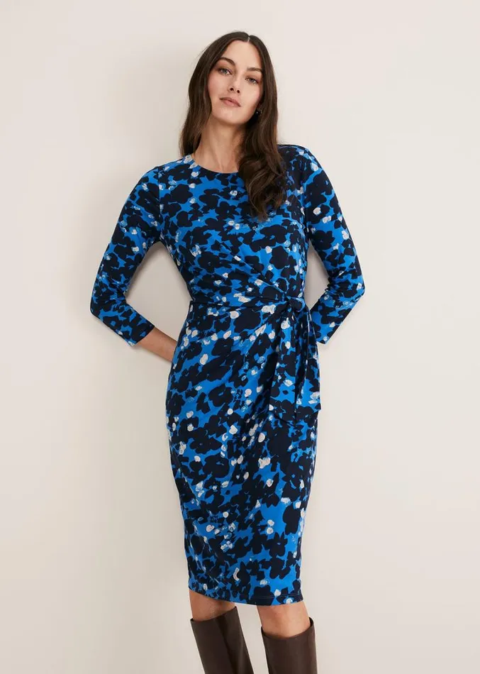 Niya Floral Midi Dress Blue Multi Women Phase Eight Dresses