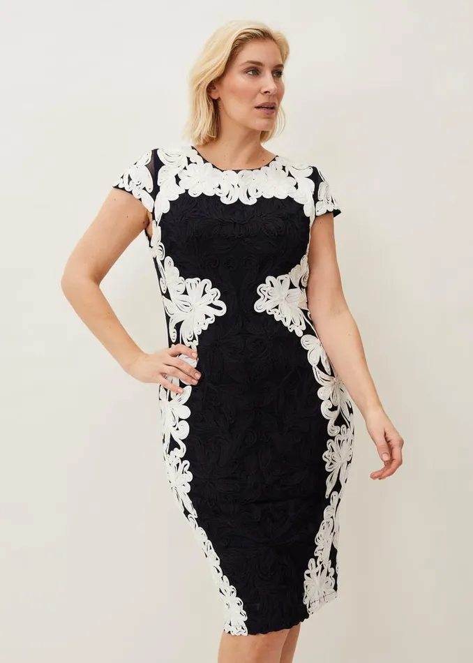 Nori Tapework Lace Fitted Dress Navyivory Women Phase Eight Dresses