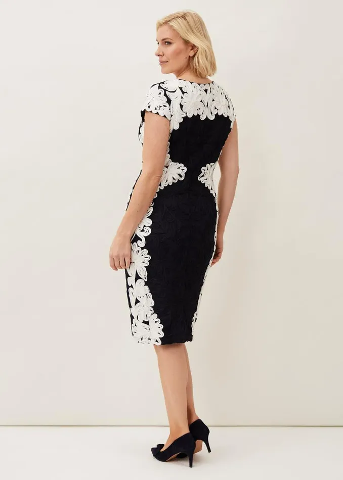 Nori Tapework Lace Fitted Dress Navyivory Women Phase Eight Dresses