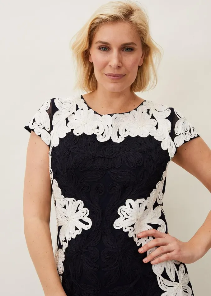 Nori Tapework Lace Fitted Dress Navyivory Women Phase Eight Dresses