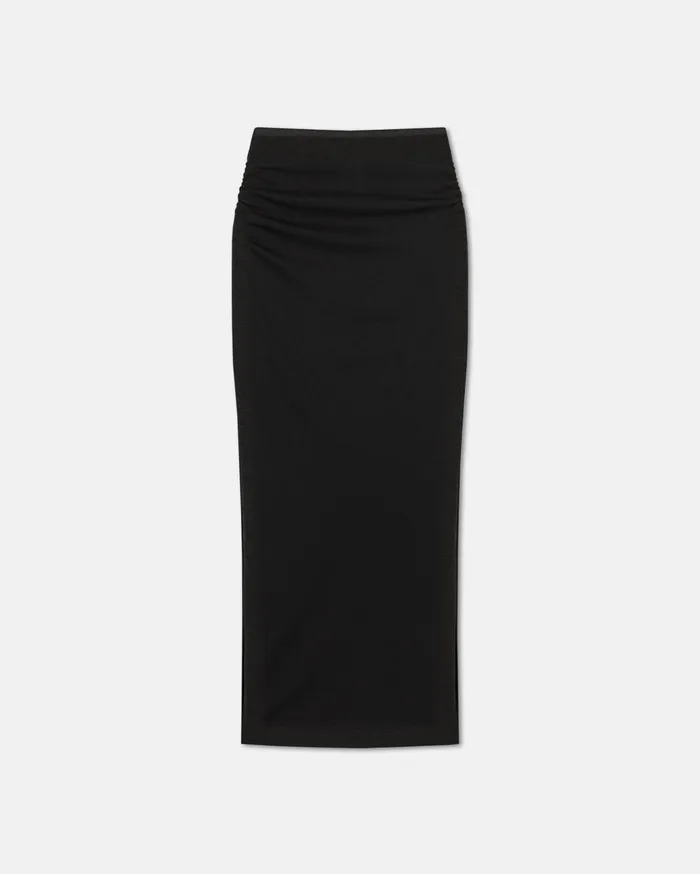 Norine Ruched MeshJersey Midi Skirt Black Women Nanushka Bottoms