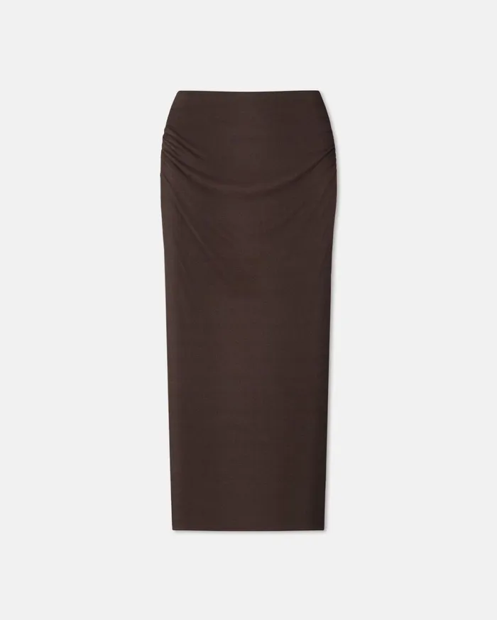 Norine Ruched MeshJersey Midi Skirt Nutmeg Women Nanushka Skirts