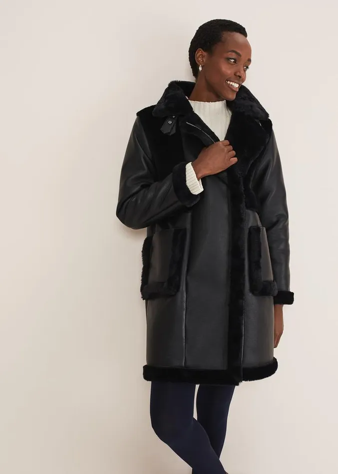Nova Longline Aviator Black Women Phase Eight Coats
