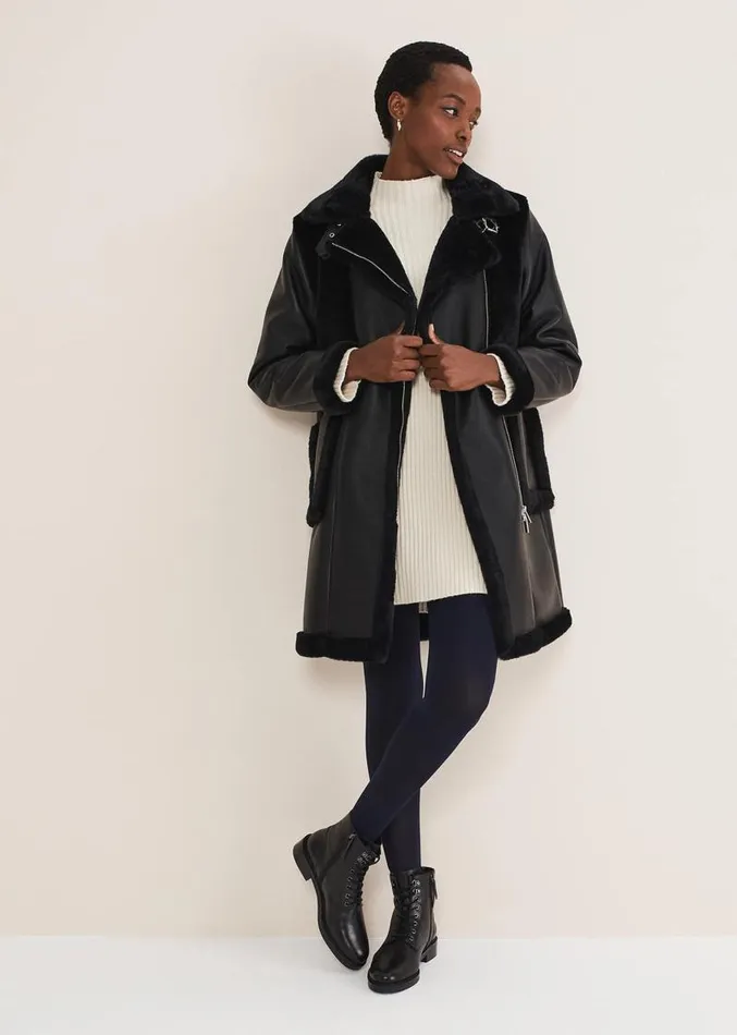 Nova Longline Aviator Black Women Phase Eight Coats