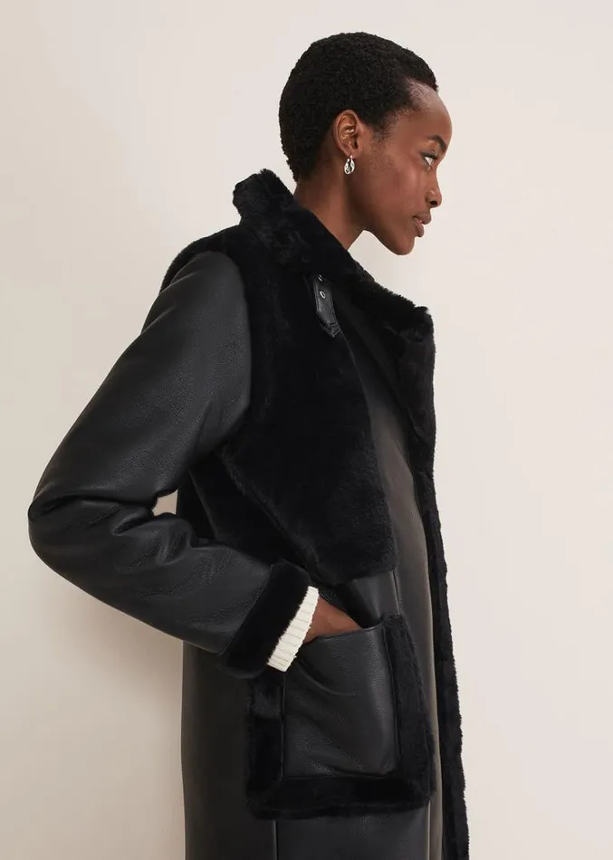 Nova Longline Aviator Black Women Phase Eight Coats