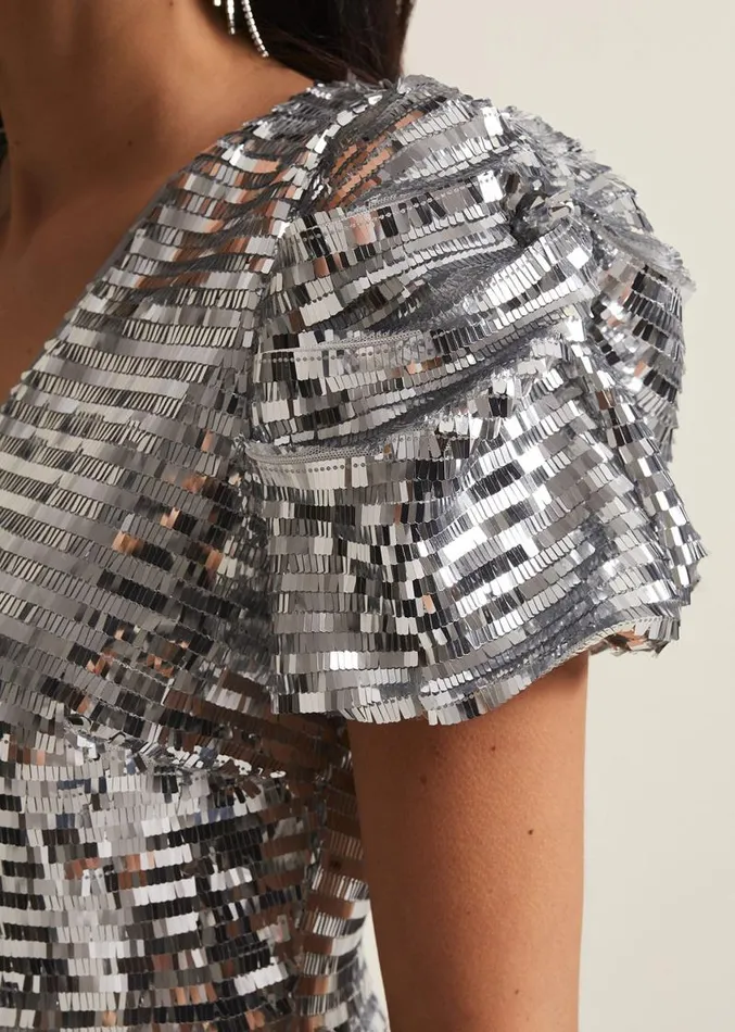 Novalie Silver Sequin Midaxi Dress Silver Women Phase Eight Dresses