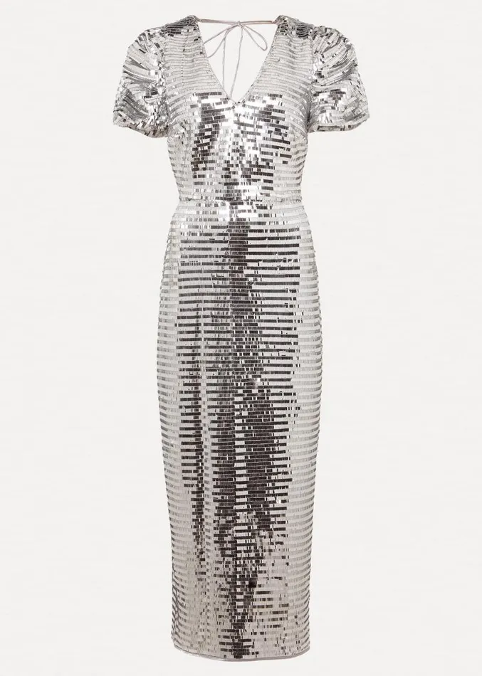 Novalie Silver Sequin Midaxi Dress Silver Women Phase Eight Dresses
