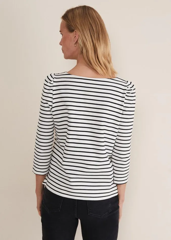 Orabella Striped Top Blackivory Women Phase Eight Tops and TShirts