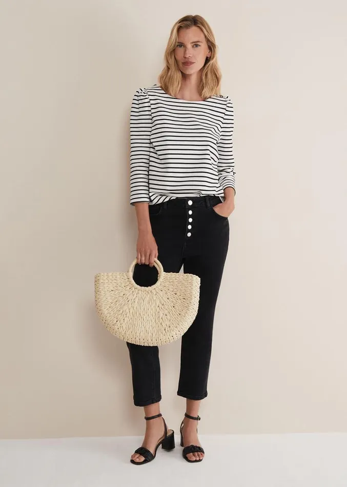 Orabella Striped Top Blackivory Women Phase Eight Tops and TShirts