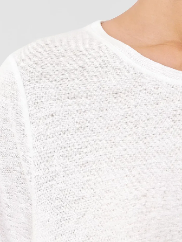 Organic Linen Jersey Crew Neck Tee White Women Eileen Fisher Tops and Tees
