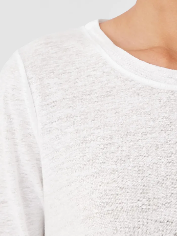 Organic Linen Jersey Crew Neck Top White Women Eileen Fisher Tops and Tees