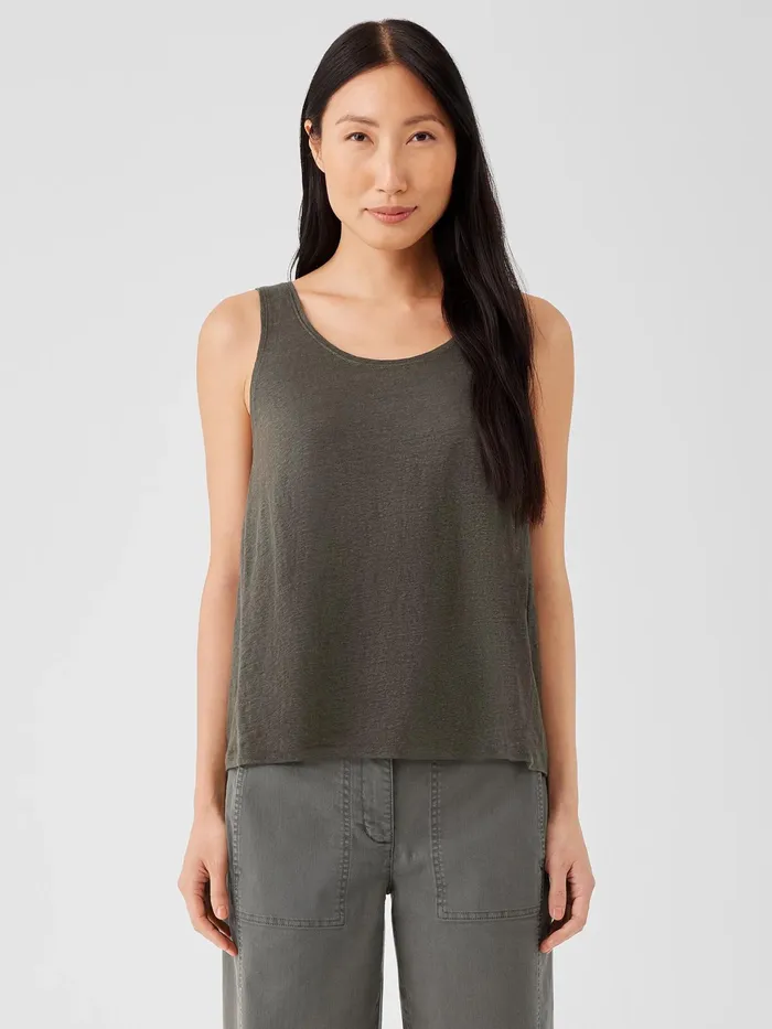 Organic Linen Jersey Tank Black Women Eileen Fisher Tanks and Camis