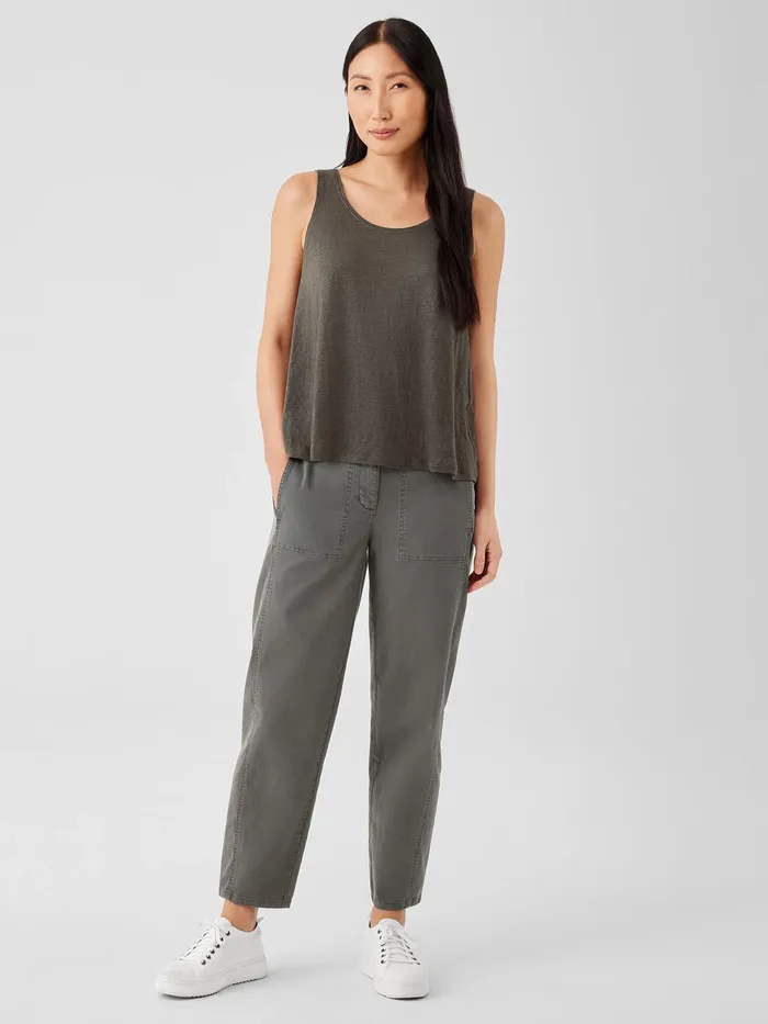 Organic Linen Jersey Tank Black Women Eileen Fisher Tanks and Camis