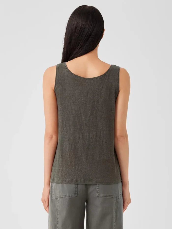 Organic Linen Jersey Tank Black Women Eileen Fisher Tanks and Camis