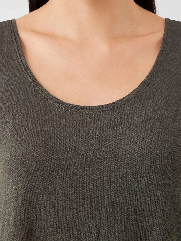 Organic Linen Jersey Tank Black Women Eileen Fisher Tanks and Camis