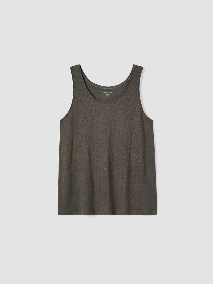 Organic Linen Jersey Tank Black Women Eileen Fisher Tanks and Camis