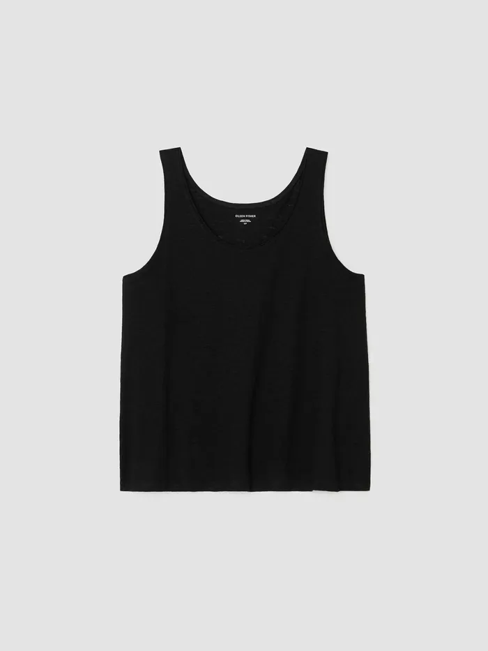 Organic Linen Jersey Tank Black Women Eileen Fisher Tanks and Camis