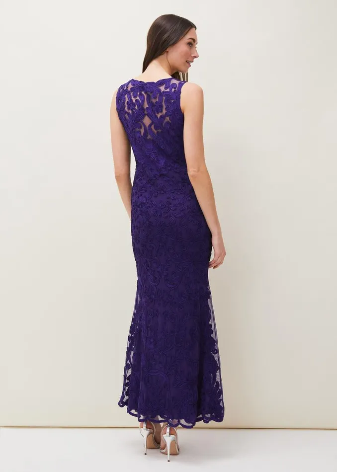Osanne Tapework Lace Maxi Dress Violet Women Phase Eight Dresses