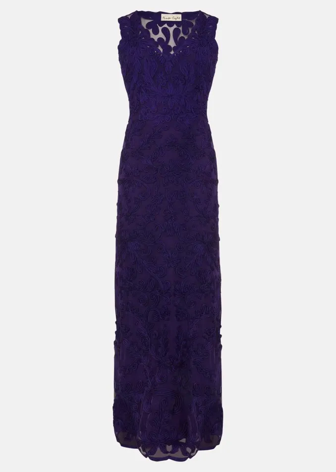Osanne Tapework Lace Maxi Dress Violet Women Phase Eight Dresses