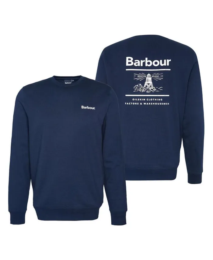 Ossett Graphic Sweatshirt Classic Navy Men Barbour Hoodies and Sweatshirts