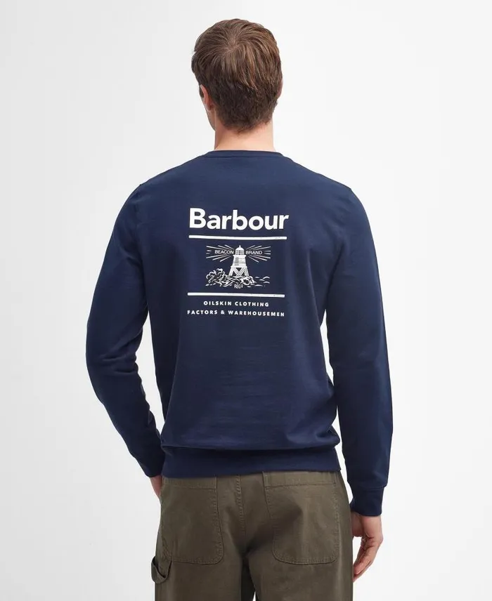 Ossett Graphic Sweatshirt Classic Navy Men Barbour Hoodies and Sweatshirts
